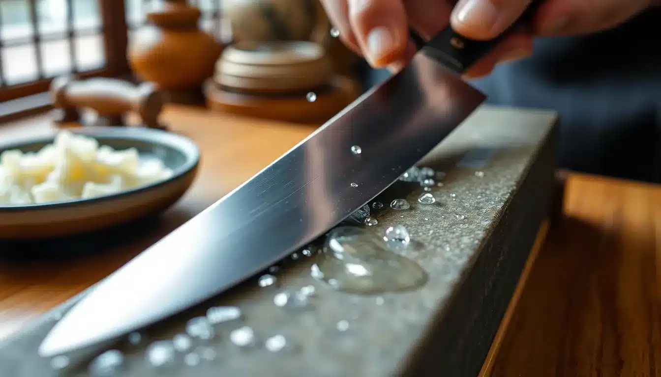 Whetstone sharpening for various types of Japanese chef knives