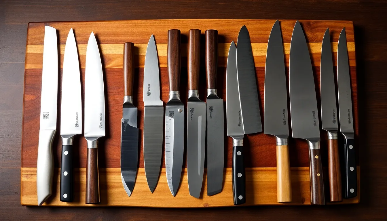 Collection of diverse types of Japanese chef knives