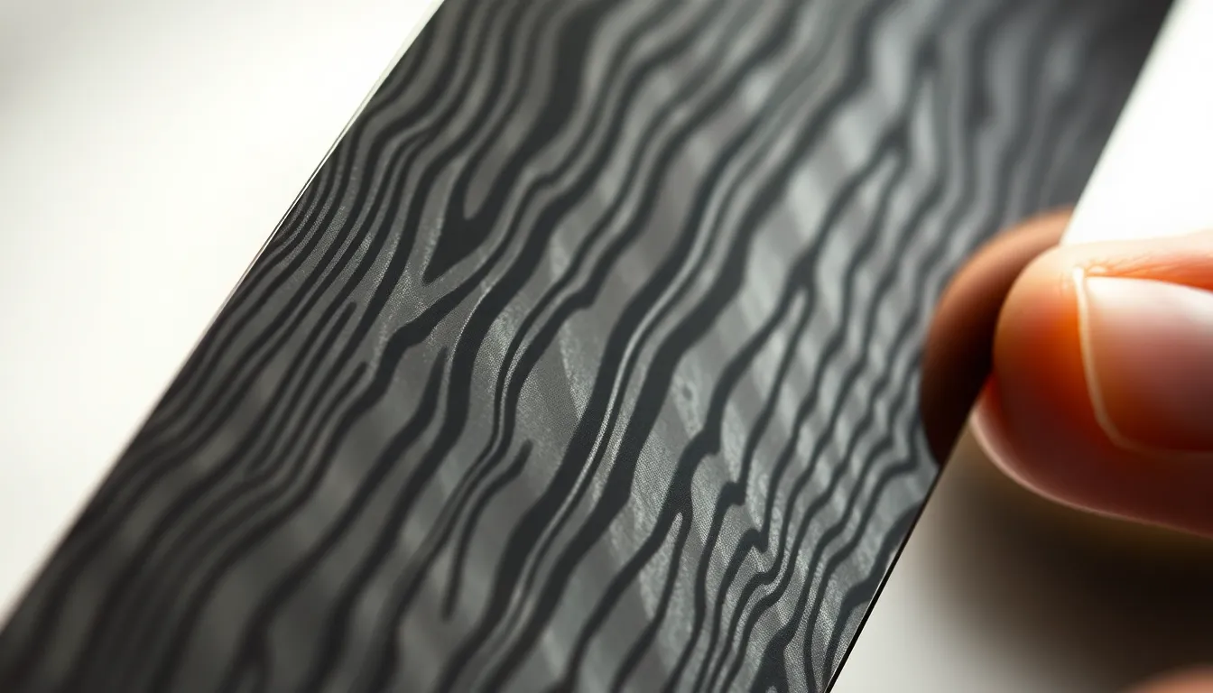 Intricate Patterns of Damascus Steel Japanese Knives