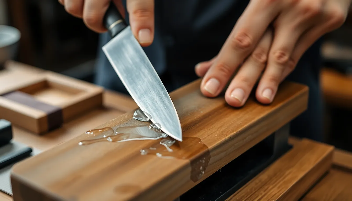 Chef Using Japanese Vegetable Knife for Katsuramuki