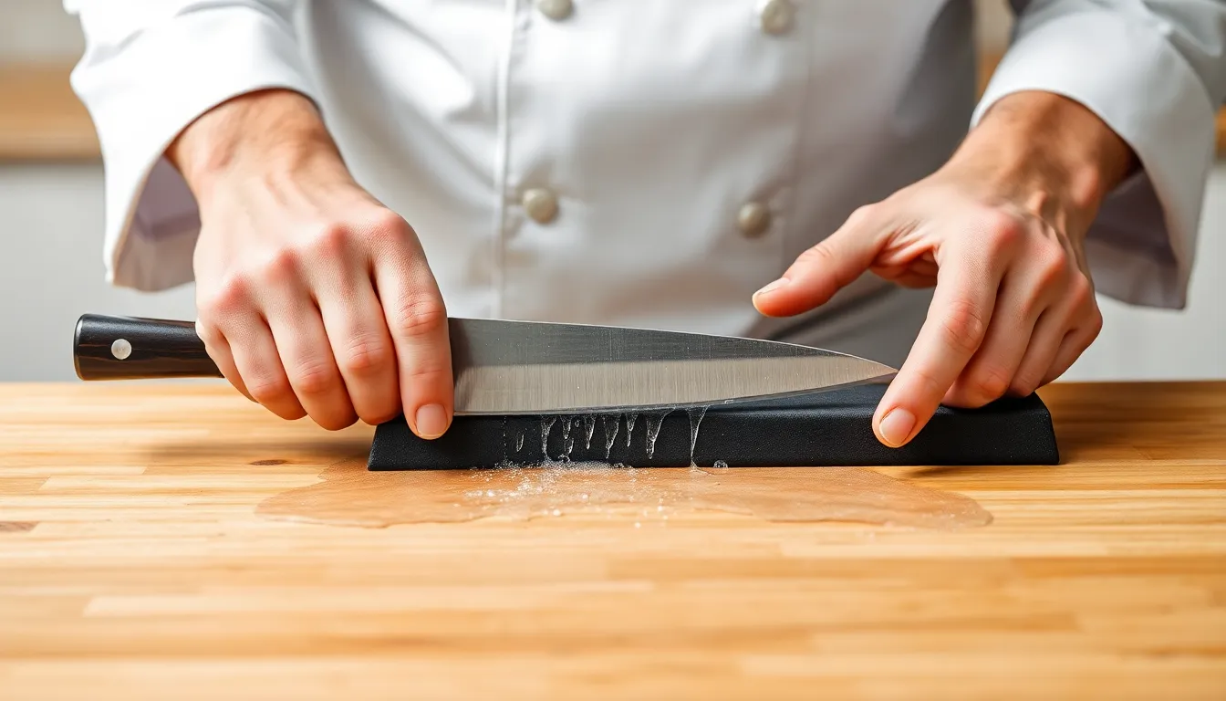 Elegant Display of Traditional Japanese Cooking Knives