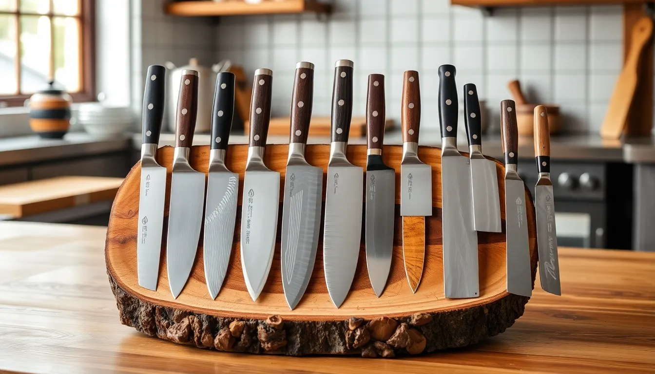 Diverse Types of Japanese Kitchen Knives Collection