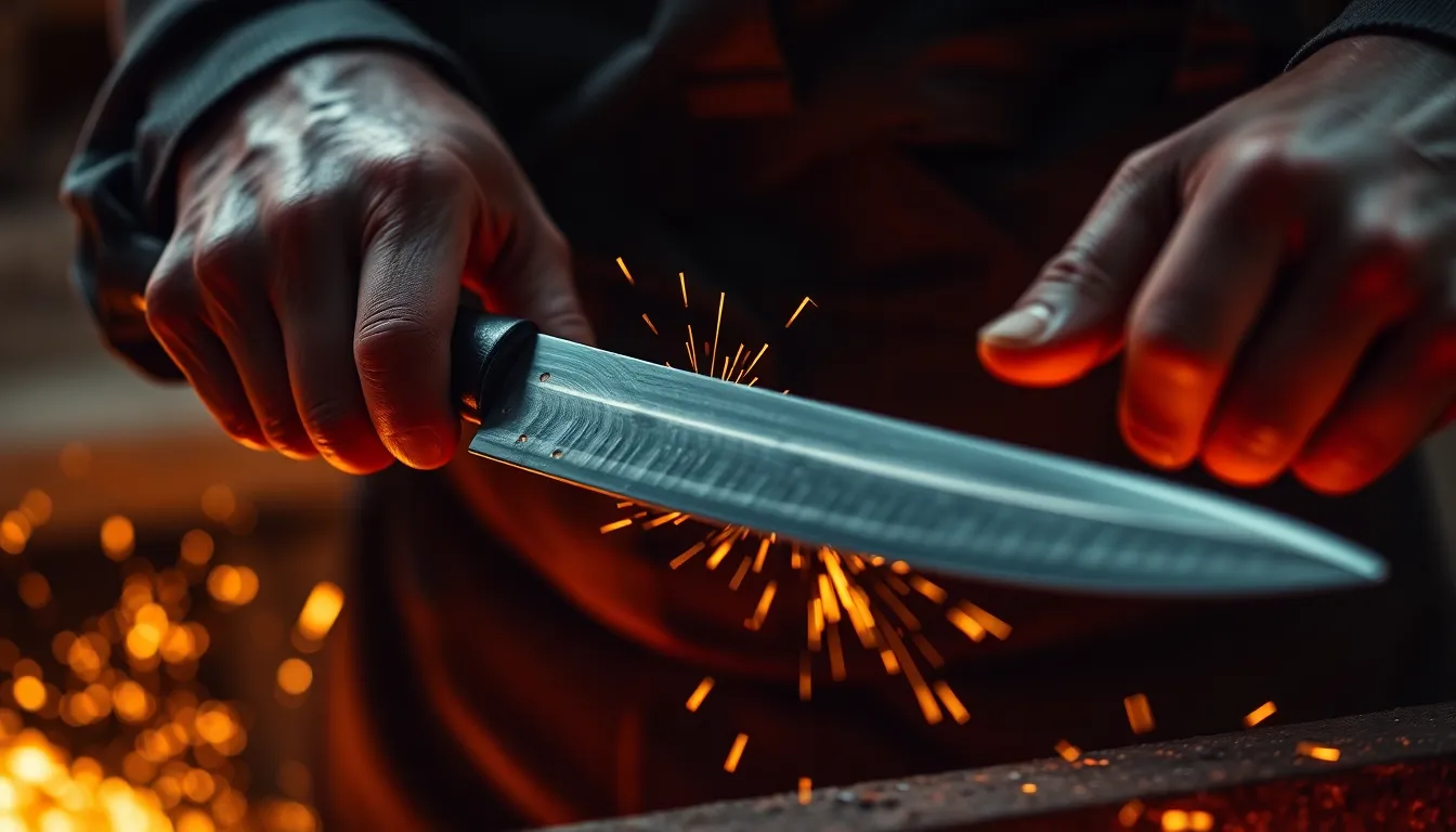 Master Blacksmith Forging Japanese Traditional Knives