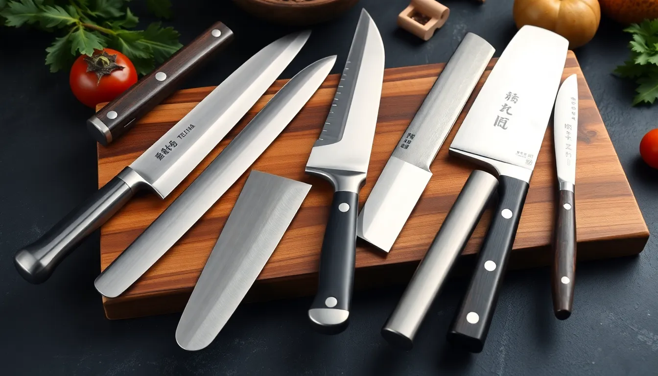 Types of Traditional Japanese Kitchen Knives Display