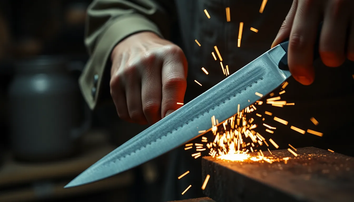 Master Blacksmith Forging Traditional Japanese Kitchen Knives