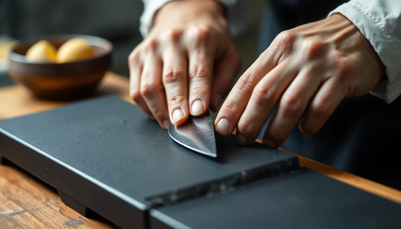 Artisan Crafting Japanese Knives for Chef