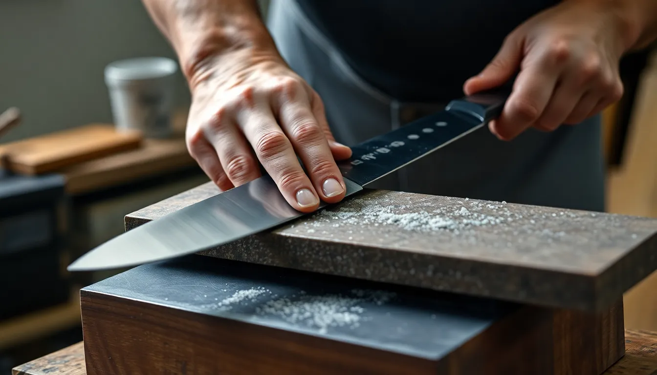 Professional Chef Using Chef Knife Japanese