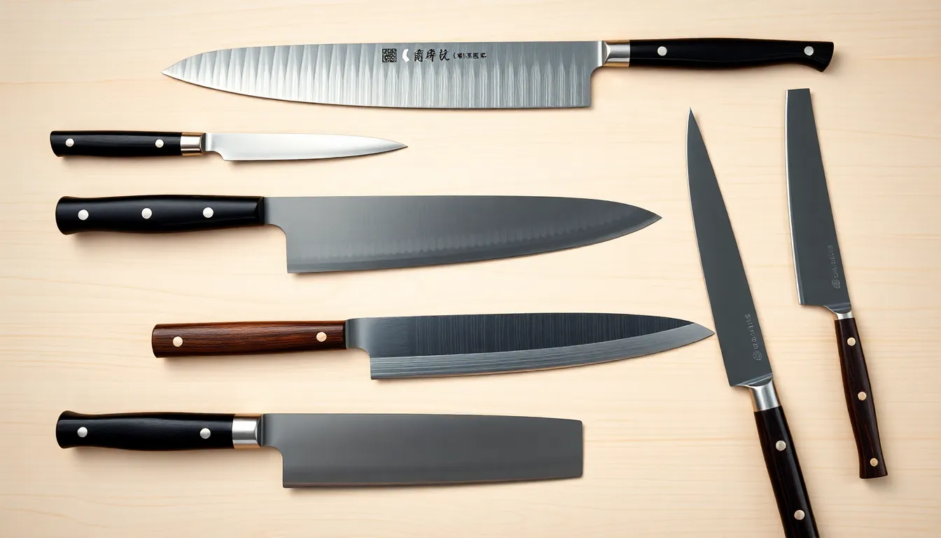 Diverse Types of Japanese Knives Collection