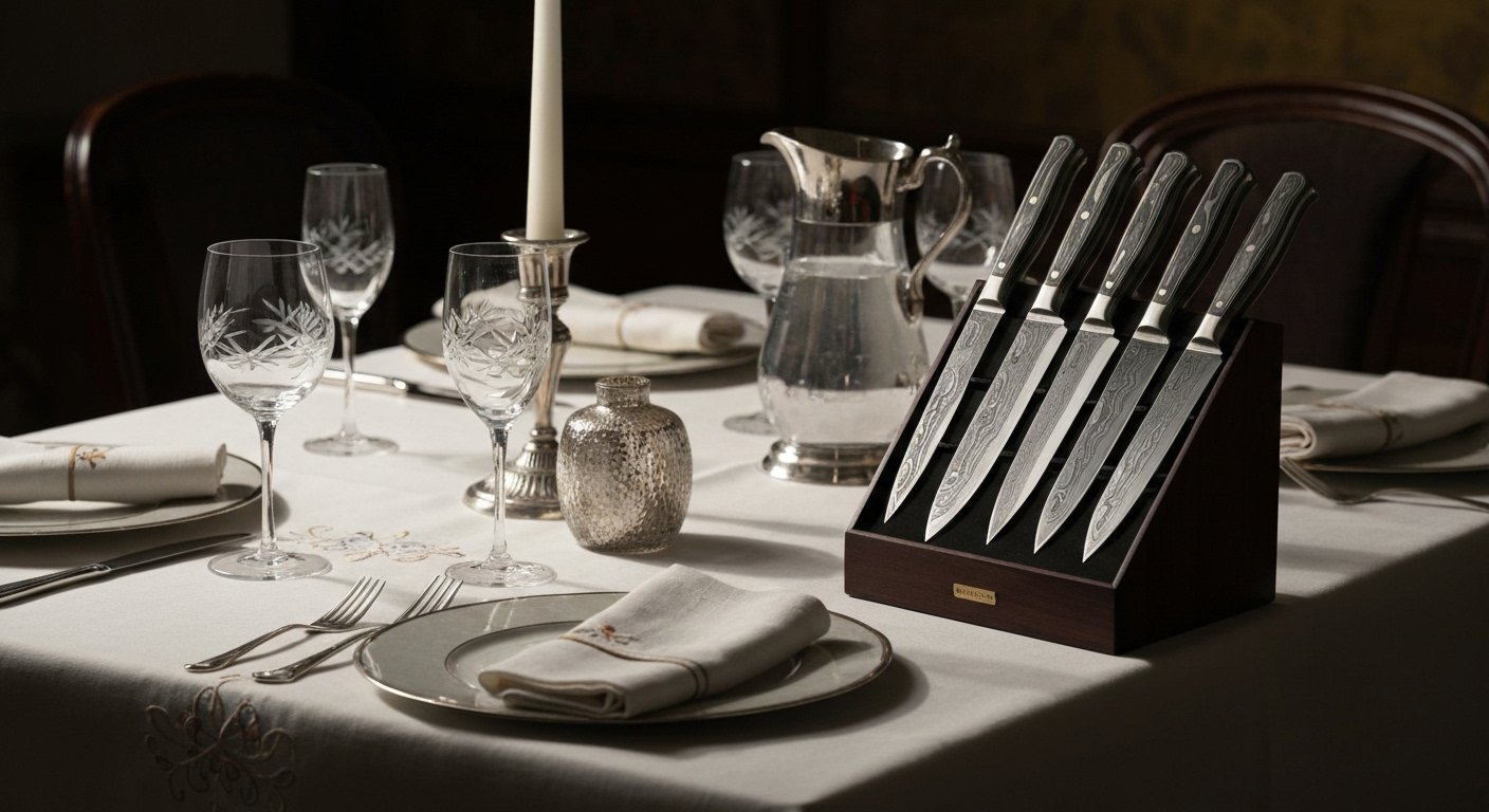Craftsmanship and Forging of a Damascus Steak Knife Set