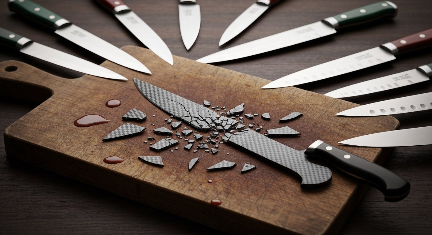 Shattered Carbon Fiber Knife Blade – Why Carbon Fiber Kitchen Knives Fail