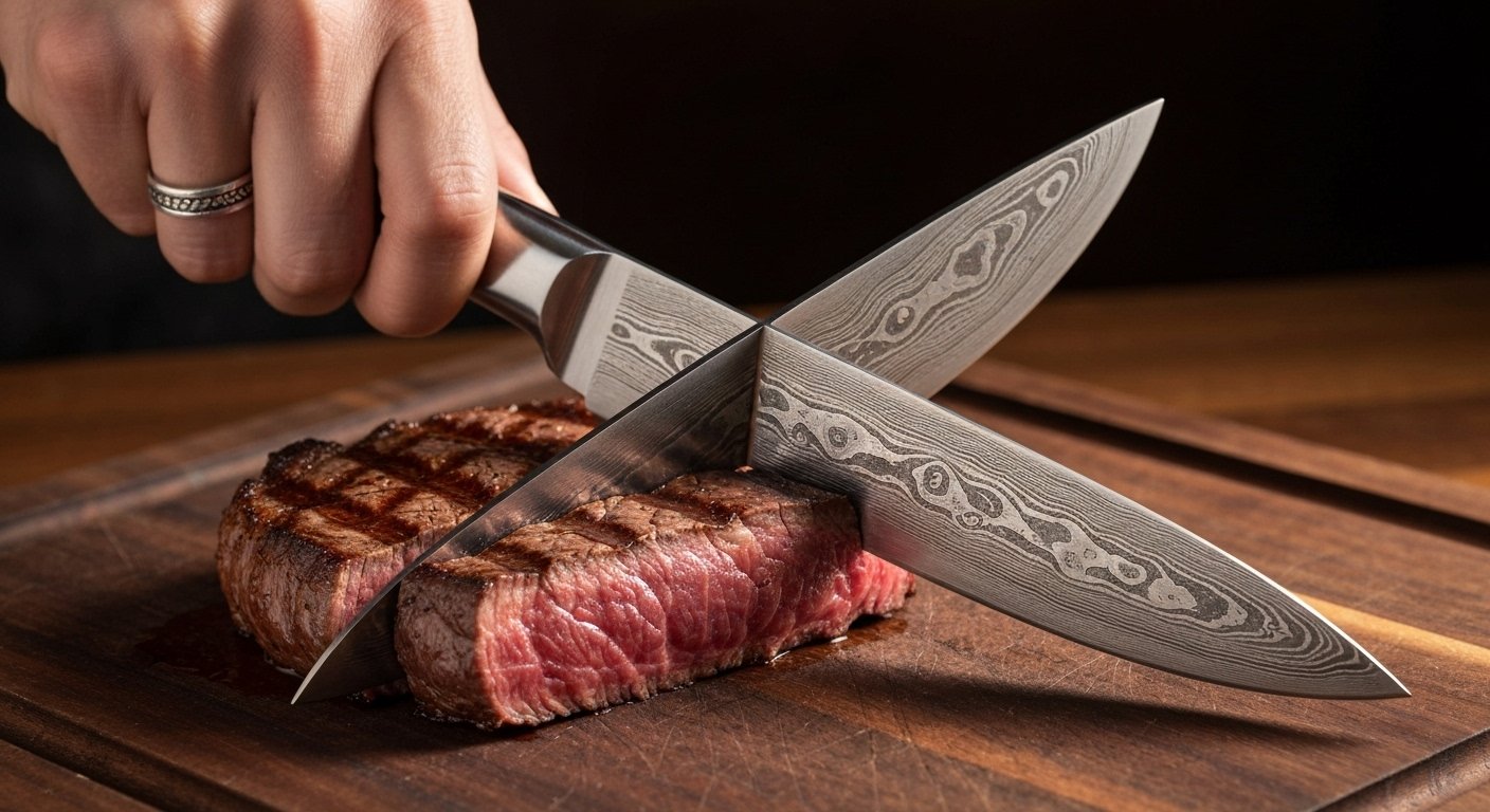 Mastering the Cut with a Damascus Steak Knife Set