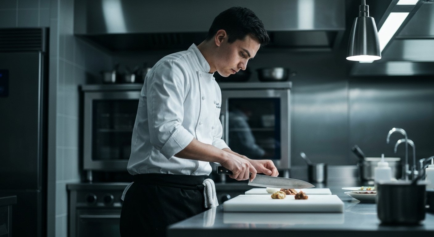 Professional Chef Using Kanetsugu Knives