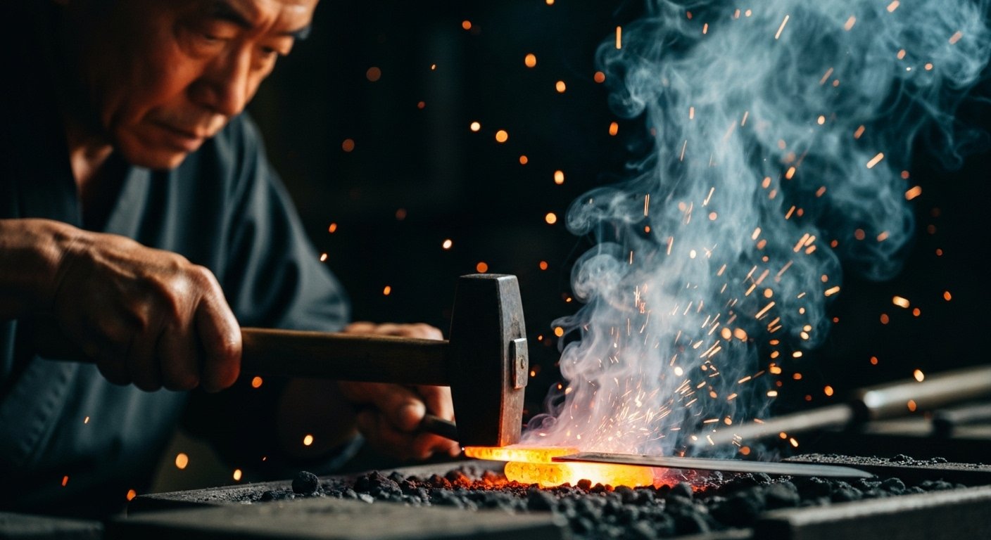 Crafting Japanese Samurai Knives from Tamahagane Steel