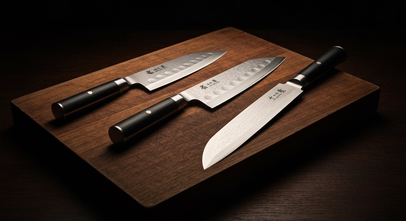Assortment of Authentic Japanese Cooking Knives Types